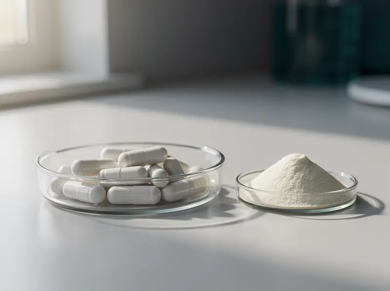 Probiotic capsules in laboratory presentation