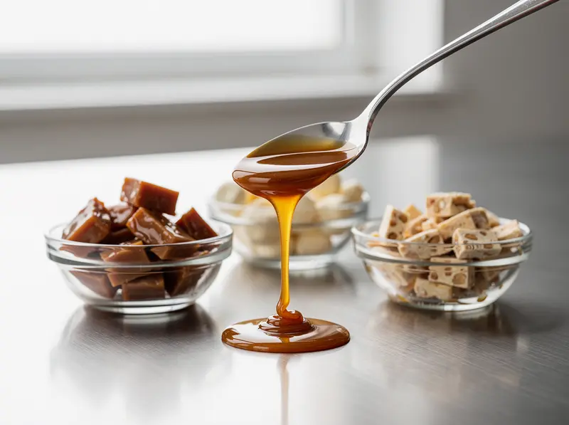 Caramel syrup with toffee and nougat pieces