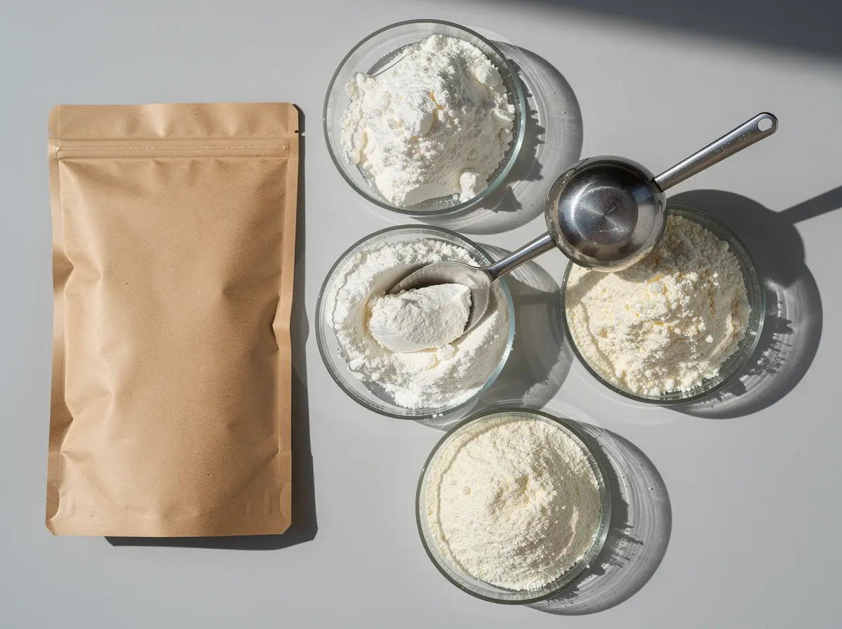 Milk protein powders in laboratory presentation